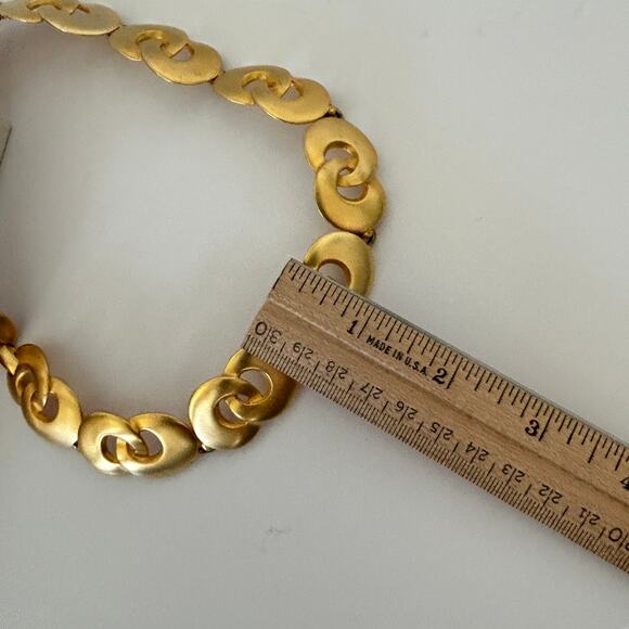 MAXINE DENKER Rare Vintage 80's Modernist Choker Maximalist Matte Goldtone Artsy - Picture 13 of 14